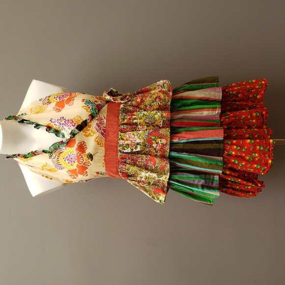 Pier 1 Imports Halter Ruffled Tiered Floral Apron